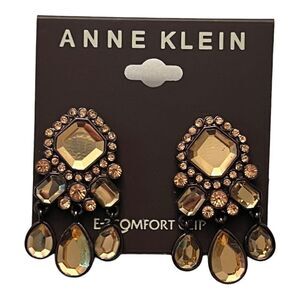 Anne Klein Black and Antique Yellow Chandelier Earrings New